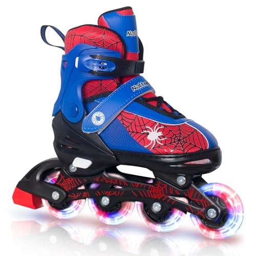 Adjustable Children's Inline Skates with PU Flash Wheels, Fun Inline Skates with Light-up Wheels, for Ages 4-12, Indoor/Outdoor Birthday Gift for