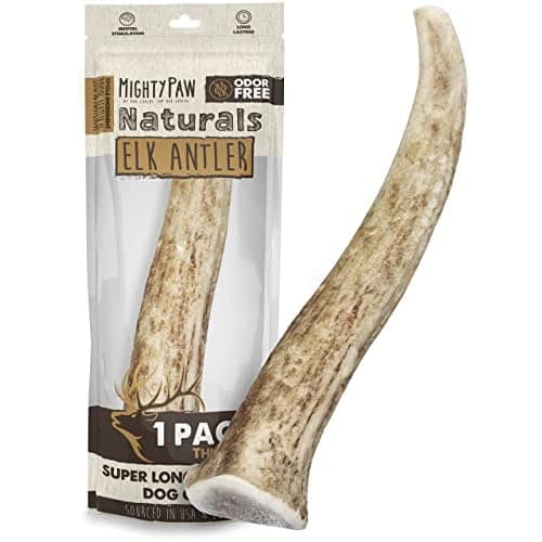 Mighty Paw Split Elk Antlers for Dogs (Sourced in The USA) | 1 Whole Medium 6"+ Long Lasting Bones for Aggressive Chewers - Naturally Shed Split Deer