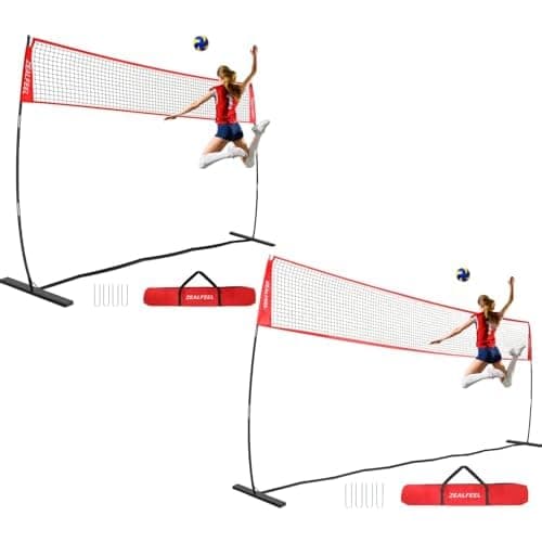 ZEALFEEL Volleyball Net, 12FT&20FT Volleyball Training Net Height Adjustable, Portable Freestanding Practice Net for Hitting or Serving Drills, Pop up