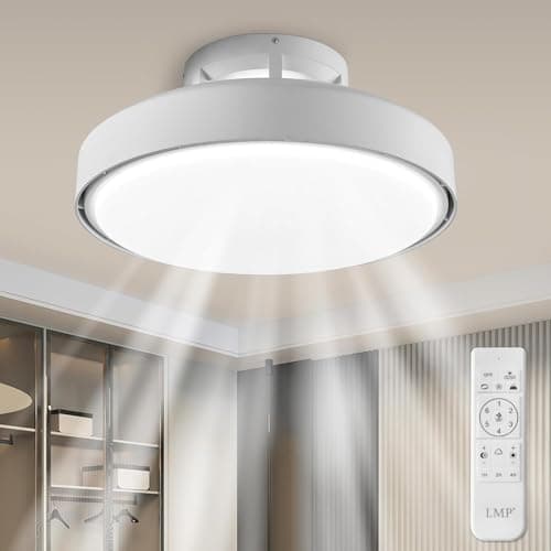 Ceiling Fans with Lights and Remote, 19.8 in Flush Mount Turbo Fan Light, Dimmable LED Ceiling Fan with Lights, 3 Colors 3000K-6000K, Low Profile
