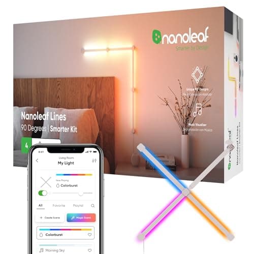 Nanoleaf Lines Smart LED Wall Lights, Music & Screen Sync RGBW Light Bar with 16M+ Color, WiFi Wall Lights Work with Alexa & Google Assistant for