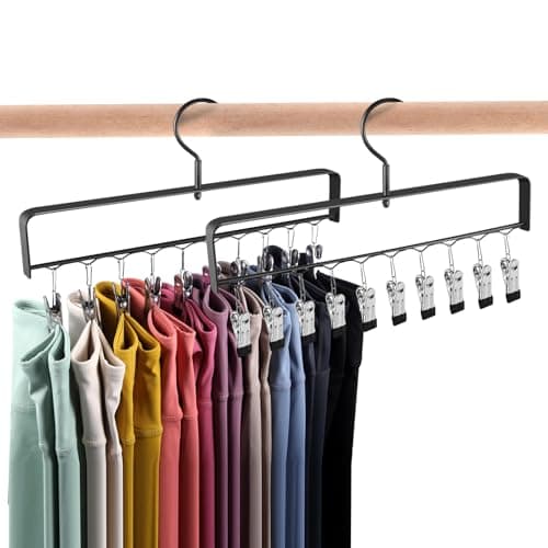 2 Pack Legging Hanger for Closet, Deformation Resistance/High Load-Bearing/ 360° Rotatable/Space-Saving, Pants Hangers Also for Jeans, Caps, Bra, etc