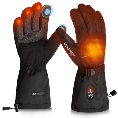 SNOW DEER Heated Gloves for Men Women - Rechargeable, Waterproof, Cut-Resistant with Touchscreen for Winter Outdoor Work Camping Warmer