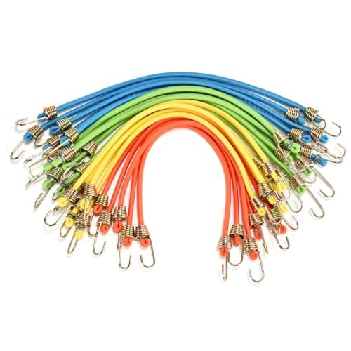 Mini Rubber Black Bungee Straps, Short Tarp Bungee Cords, Elastic Small Cords with Hooks for Outdoor, Camping, Tents, Tarps (10 Inch, 20Pcs) Mixed