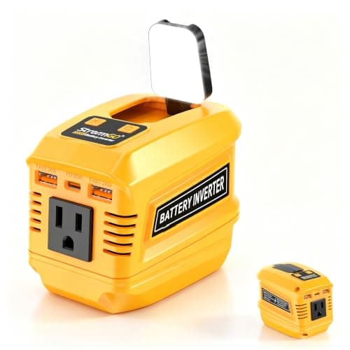 200W AC 110V Power Inverter Compatible with DEWALT 20V Battery | Portable 200W AC outlet, 30W USB-C, USB-A 24W. Powers phones and laptops for camping,