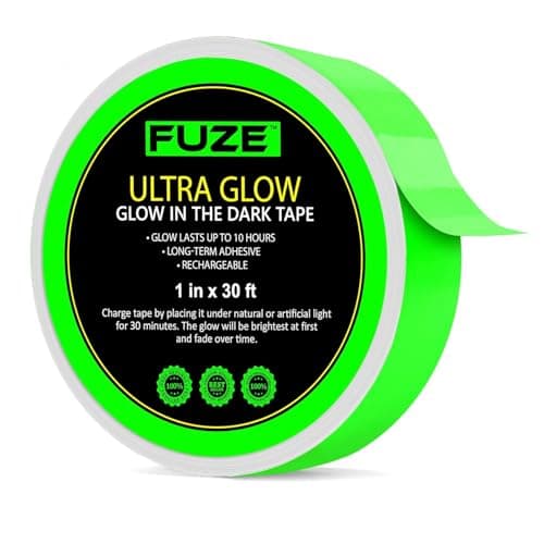 Glow in The Dark Tape 30 Ft x 1 Inch – 1 Pack for Halloween & Night Decor | Bright Glow Tape – Rechargeable, Reflective – Ideal for Stairs,
