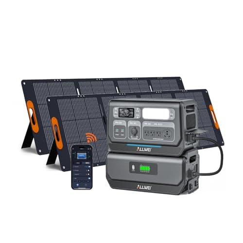 ALLWEI LiFePO4 Solar Generator 2400W with 2x 200W Solar Panels & B200 PRO Expansion Battery, 4096Wh Portable Power Station, Fast Charge in 1.5H, UPS