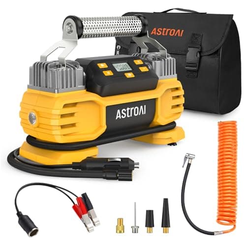 AstroAI Portable 160 PSI DC Heavy Duty Tire Inflator Pump Auto Shutoff with Screen, Dual Cylinders & Dual Motors, 12V Air Compressor for SUVs, RVs,