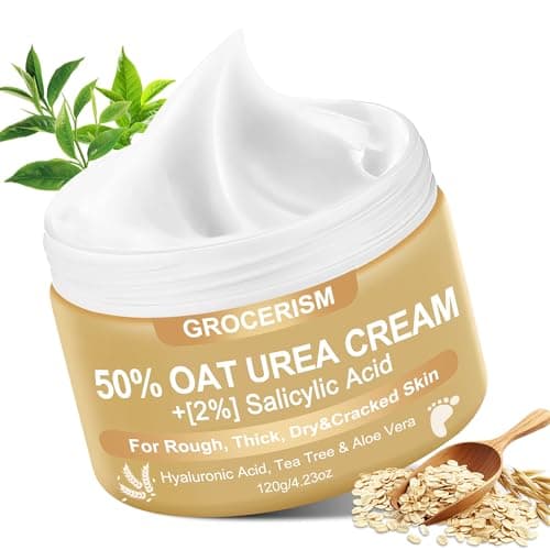 Grocerism 50% Oat Urea Foot Cream Maximum Strength for Dry Skin, 4.23 oz | Intensive Foot Care; Softens Dry, Rough, Callused Heels & Hands with 2%