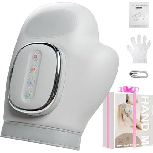 brenzo Hand Massager with Heat and Compression, Cordless, Gray | Large Hand Chamber Fits Left or Right Hand, with 5 Compression Levels, 3 Modes, and 3