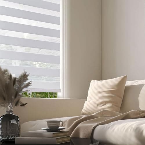 Ajadeblind Cordless Zebra Blinds for Windows -Dual Layer Roller Sheer Shades Light Control for Day and Night Roller Shades for Windows - Easy