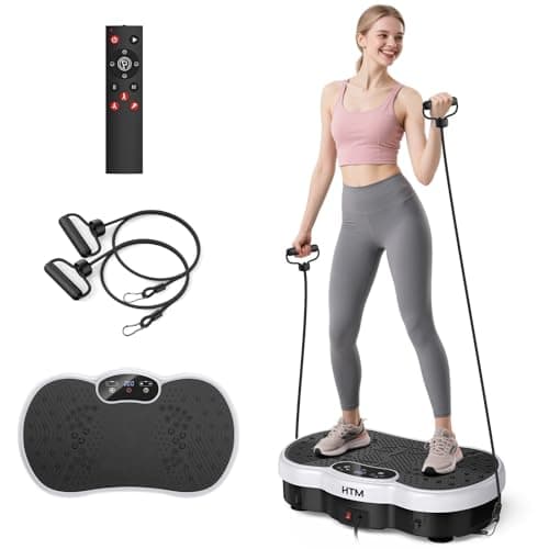 Vibration Plate Exercise Machine, Whole Body Shake Plate for Weight Loss Vibrating Platform with Resistance Bands Slot, 300 Lbs Capacity, 120-Speed, 9