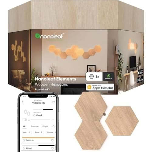 Nanoleaf Hexagon Lights, Smart RGBW LED Wall Light Panels, 3 PK, Brown | Compatible with Alexa Google Assistant, Home Wall Decor for Living Room with