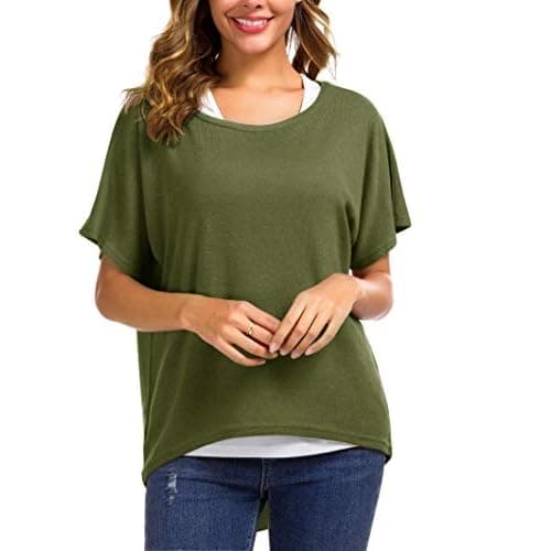 UGET Women's Oversized Baggy Tops Loose Fitting Pullover Casual Blouse T-Shirt Sweater Batwing Sleeve