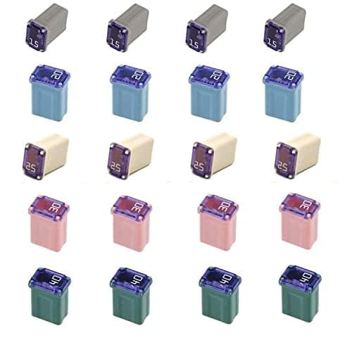 20 Pack Micro Cartridge Fuses 15amp 20amp 25amp 30amp 40amp FMM Fuses MCASE Type for Cars, Trucks, and SUVs