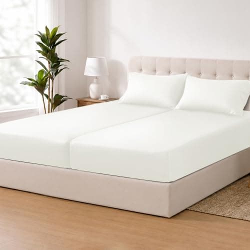 ACCURATEX Cooling Sheets for Hot Sleepers, Split King Size, Ivory | Viscose Made from Bamboo, 5 Pcs Silky Soft Sheet Set, Breathable Cool for Night