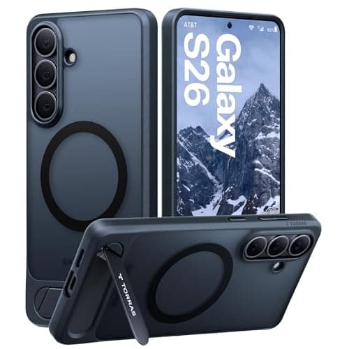 TORRAS Strong Magnetic & Stand for Samsung Galaxy S26 Case Black | Seamless Stand, Fit for MagSafe, Mil-Grade Drop Protection, Kickstand for Samsung