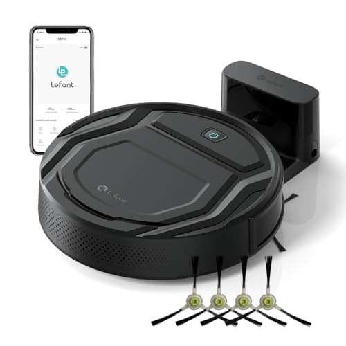 Lefant Robot Vacuum Cleaner, 120 Mins Runtime, Compact Design, Low Noise, Powerful Suction, Wi-Fi/App/Voice Control, Self-Charging, Scheduled