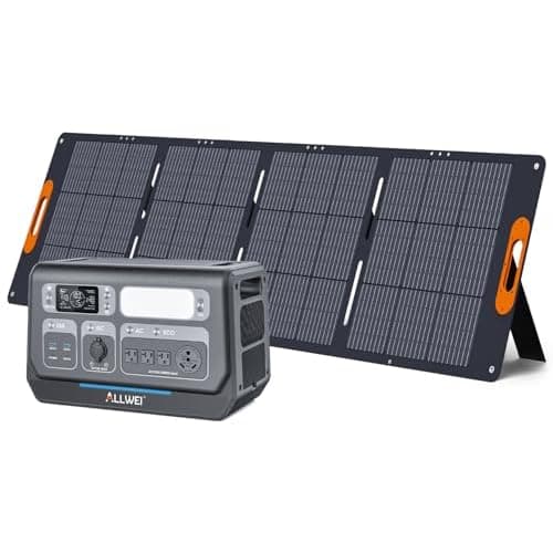 ALLWEI LiFePO4 Portable Power Station 2400W(Surge 4800W) with 1x 200W Solar Panel Included, Fast Charge in 1.5H, 4 AC Outlet, 2048Wh Solar Generator