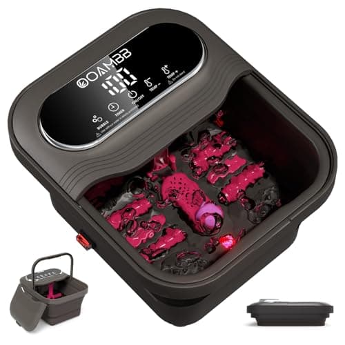 OOAMBB Collapsible Foot Spa with Heat, Bubble and Temp Control, Foot Bath Massager with XL Touch Screen and Massage Rollers, Foot Soaking Tub,