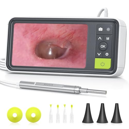 Anykit Digital Otoscope with Gyroscope, 4.5 Inches Screen, 3.9mm Ear Scope Camera with 6 Lights, Ear Wax Removal Tool, 32GB Card, Supports Photo Snap