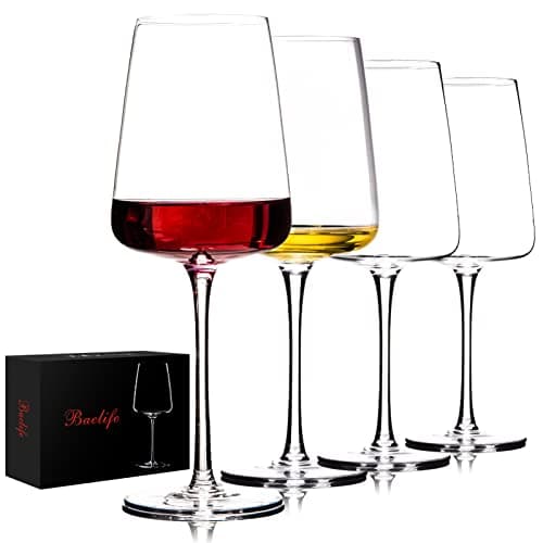 BACLIFE Hand Blown Red Wine Glasses Set of 4 – Premium Crystal Wine Glasses With Long Stem,19 oz – Unique Gift for Father's Day, Wedding, Birthday