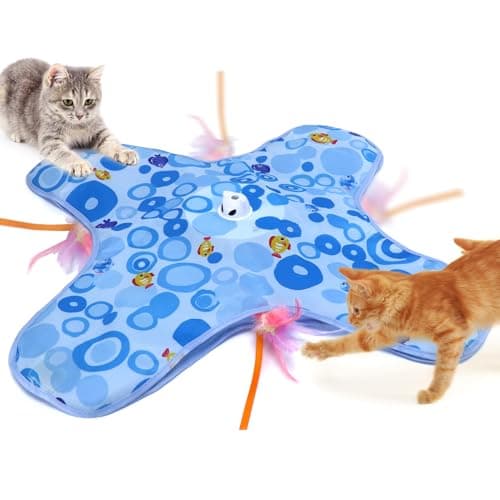 DFQ Interactive Cat Toy for Indoor Cats, Rechargeable Touch-Activated Moving Feather Wand with Concealed Motion, Play Toy for Kittens and Adult Cats