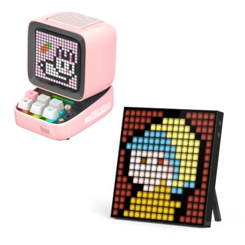 Divoom Pixoo Pixel Art Display & Ditoo Pro Retro Bluetooth Speaker – Customizable Pixel Art, Bluetooth 5.0, for Creative Decor & Fun