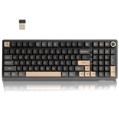 RK ROYAL KLUDGE R98 Pro Wireless Mechanical Keyboard, Creamy Bluetooth/2.4GHz/Wired RGB Gaming Keyboard with Number Pad and Knob, MDA Profile PBT