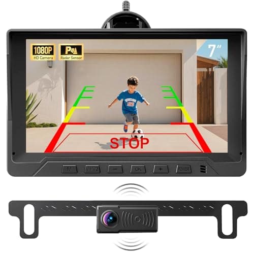 1080P Backup Camera with Sensors Parking Distance Control (PDC) System | Radar Sensing Warning,Waterproof, Night Vision,Rear View Camera with 7''