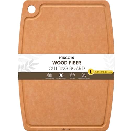 Kikcoin Wood Cutting Board, Cutting Boards for Kitchen Dishwasher Safe Non-slip Chopping Board with Juice Groove, Wood Fiber Composite Cutting Board