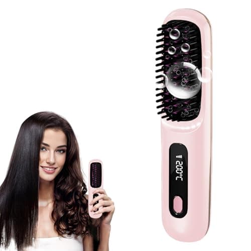 New gobrush pro 2025, Cordless Hair Straightener Brush-199 Million Negative Ions, 20S Fast Heat Up,3 Temperature Settings,4000mAh USB-C