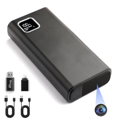 2K HD Security Camera, 10000mAh Power Bank Small Indoor Cameras with Loop Recording Motion Detection Night Vision Gravity Sensor for Home Office