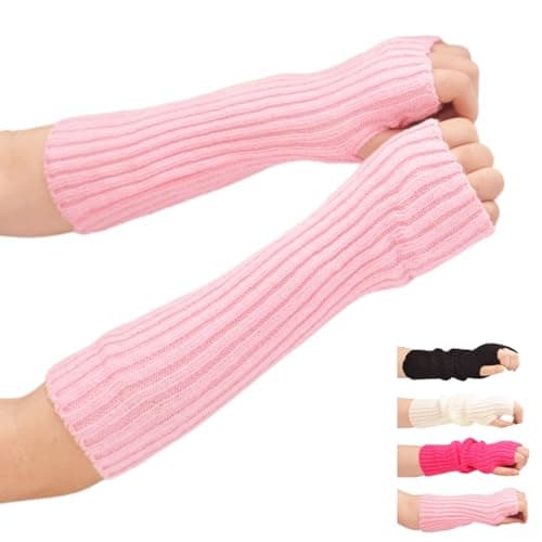 Arm covers cute women kawaii japanese harajuku Y2k Arm Warmer for Girls Goth Gloves Fingerless Knitted Arm Sleeve Pink