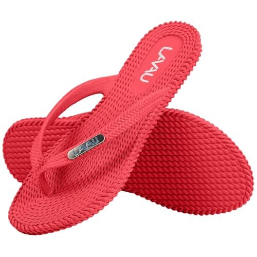 LAVAU Flip Flops for Women, Waterproof Non Slip Thong Sandals for Shower Beach Pool, 100% Recyclable