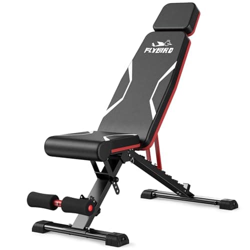 FLYBIRD WB3 Weight Bench up to 6'5", 750LBS Capacity Adjustable Weight Bench for Workout, 27LBS Sturdy Foldable Bench Press for Home Gym, 5X Stable