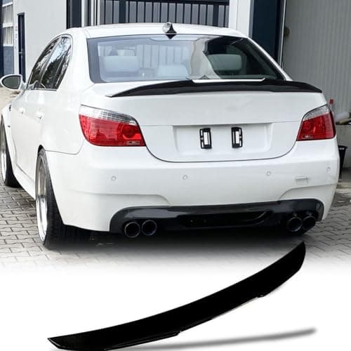 Trunk Spoiler Compatible with 2004-2010 BMW 5-Series E60 M5 Sedan Car Rear Boot Lid Spoiler Wing Lip Factory Outlet (Fiberglass in Gloss Black)