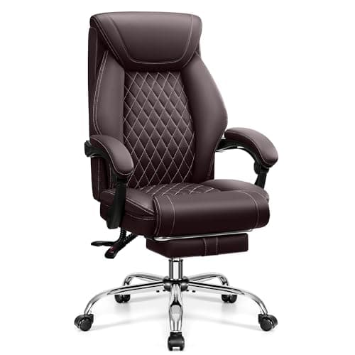 BestGlory Office Chair, Executive Leather Chair Adjustable High Back, Computer Desk Chair Lumbar Support, Big and Tall Office Chair with Footrest,