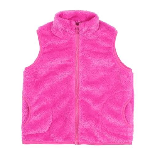 JESKIDS Girls' Boys Sherpa Fleece Vest Outwear Lightweight Solid Color Cute Jacket with Pockets 2-11 Years