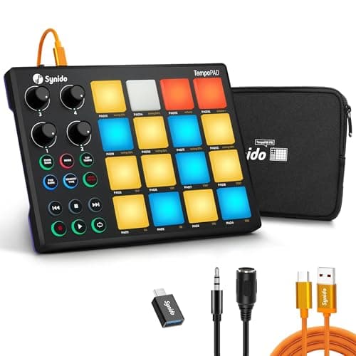 MIDI Pad Controller for Music Producers Musicians with 16 RGB Pads | 16 velocity-sensitive RGB pads, with a carrying case, suitable for beat creation,