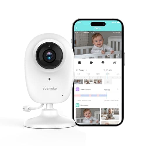 ebemate Smart Video Baby Monitor with 1080P Camera,No Glow Night Vision,1200Ft Long Range,Baby Monitoring EU2se