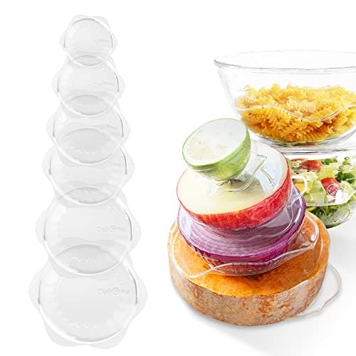 DeliOne Silicone Stretch Lids for Kitchen Food Storage – Durable, Reusable + Expandable Bowl Covers for Cup or Square Containers, Freezer,