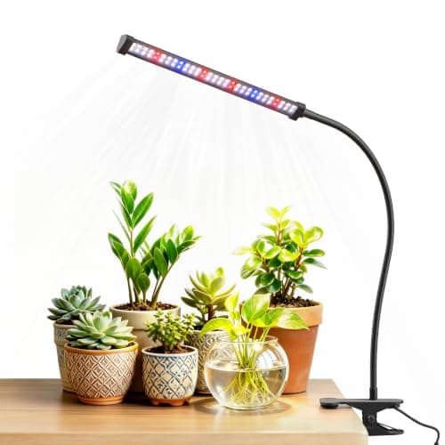 Grow Lights for Indoor Plants, Full Spectrum, Single Head Clamp | Single Head Clamp Grow Light, Flexible Metal Gooseneck with Silicone Sleeve, 5700K,