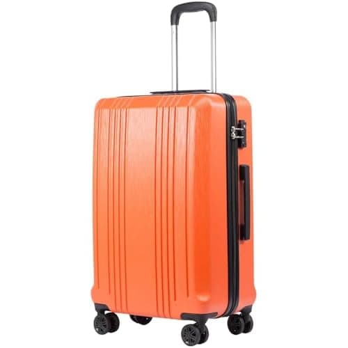 Coolife PC+ABS Hardshell Luggage, TSA Lock, Spinner Wheels, 24in Checked | PC+ABS hardshell, scratch-resistant, 360° silent spinner wheels, YKK