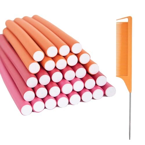 30pcs Flexible Curling Rods Flexi Foam Rollers Twist 9.45” Flex Foam Hair Curlers No Heat Twist Rods for Long Medium Short Hair (Diameter 2.0cm,