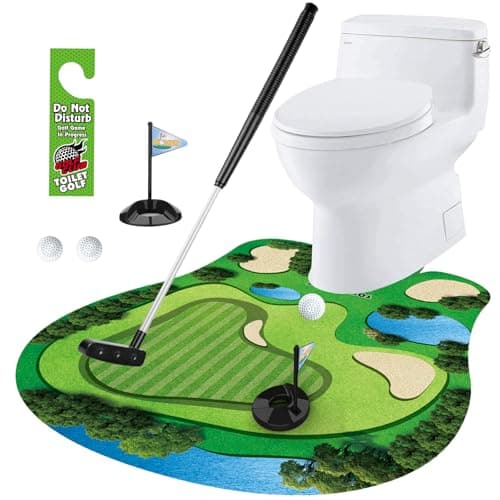 Toilet Golf Game, Funny Gifts for Men Dad Husband Boyfriend Brother, Toilet Timer Mini Potty Golf Set Bathroom Humour Joke Gifts, White Elephant Gifts