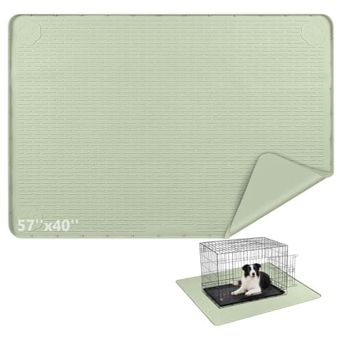 Silicone Dog Crate Mat 57"x 40" Under Dog Crate Kennel Pad Mat, Green | Extra Large Dog Cage Mat, Non-Slip Waterproof Dog Playpen Mat, Reusable