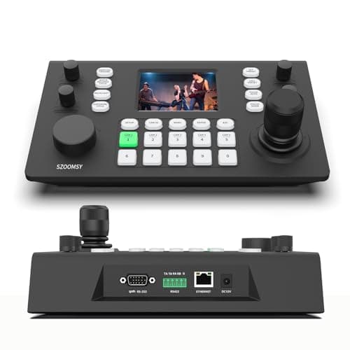 PTZ Camera Controller with 4D Joystick, LCD Preview Screen, Support NDI PoE VISCA RS232/RS485/IP Control, Multi-Camera Control for Church, Live