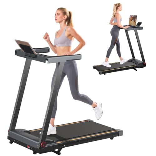 DeerRun Foldable Treadmill for Home with 6% Manual Incline & Handlebar, Compact Folding Walking Pad Treadmill for Walking, Jogging & Running, 0.6-7.5