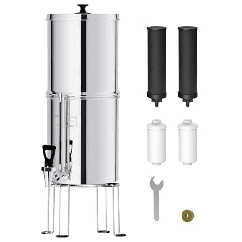 Waterdrop TK-FS Gravity Water Filter System, NSF/ANSI 42&372 Standard | Reduces Chlorine and Lead, Stainless-Steel Water System with 4 Filters, Sight